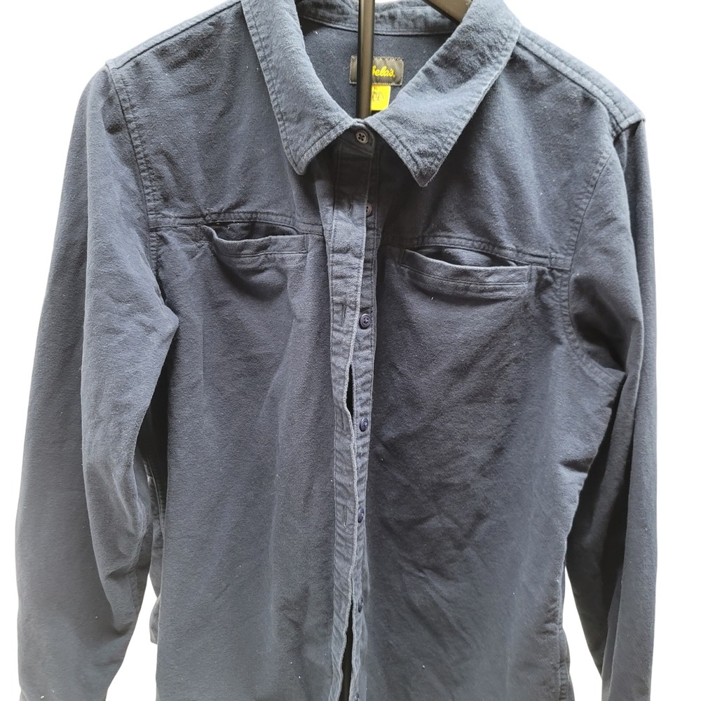 Cabelas Mens Long Sleeve Button Up Shirt Navy Blue XL Cotton‎ Work Casual